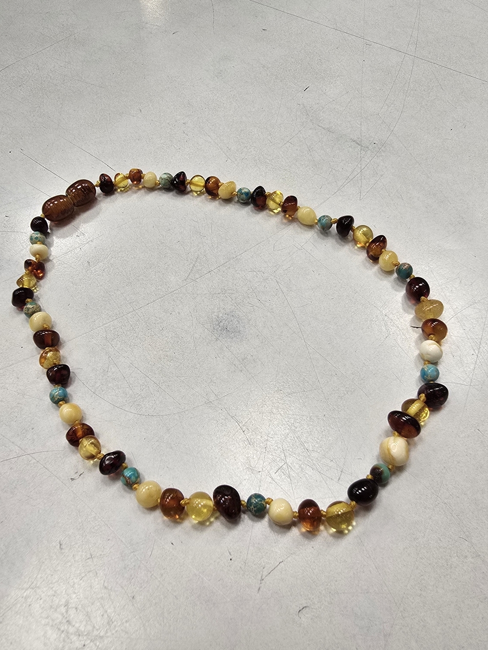 Amber and Turquoise Beaded Necklace - Women Jewelry